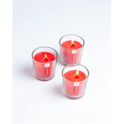 Aura Decor Gift Set of 3 Fragrance Votive Glass Candles (Burning Time 12 Hours Each) (Strawberry)