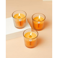 AuraDecor Gift Set of 3 Fragrance Votive Glass Candles (Burning Time 12 Hours Each) (Mandarin)