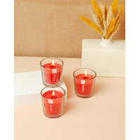 Aura Decor Gift Set of 3 Fragrance Votive Glass Candles (Burning Time 12 Hours Each) (Strawberry)